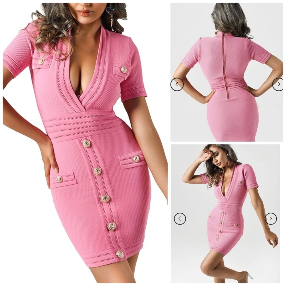 Barbiecore bodycon knit dress size S